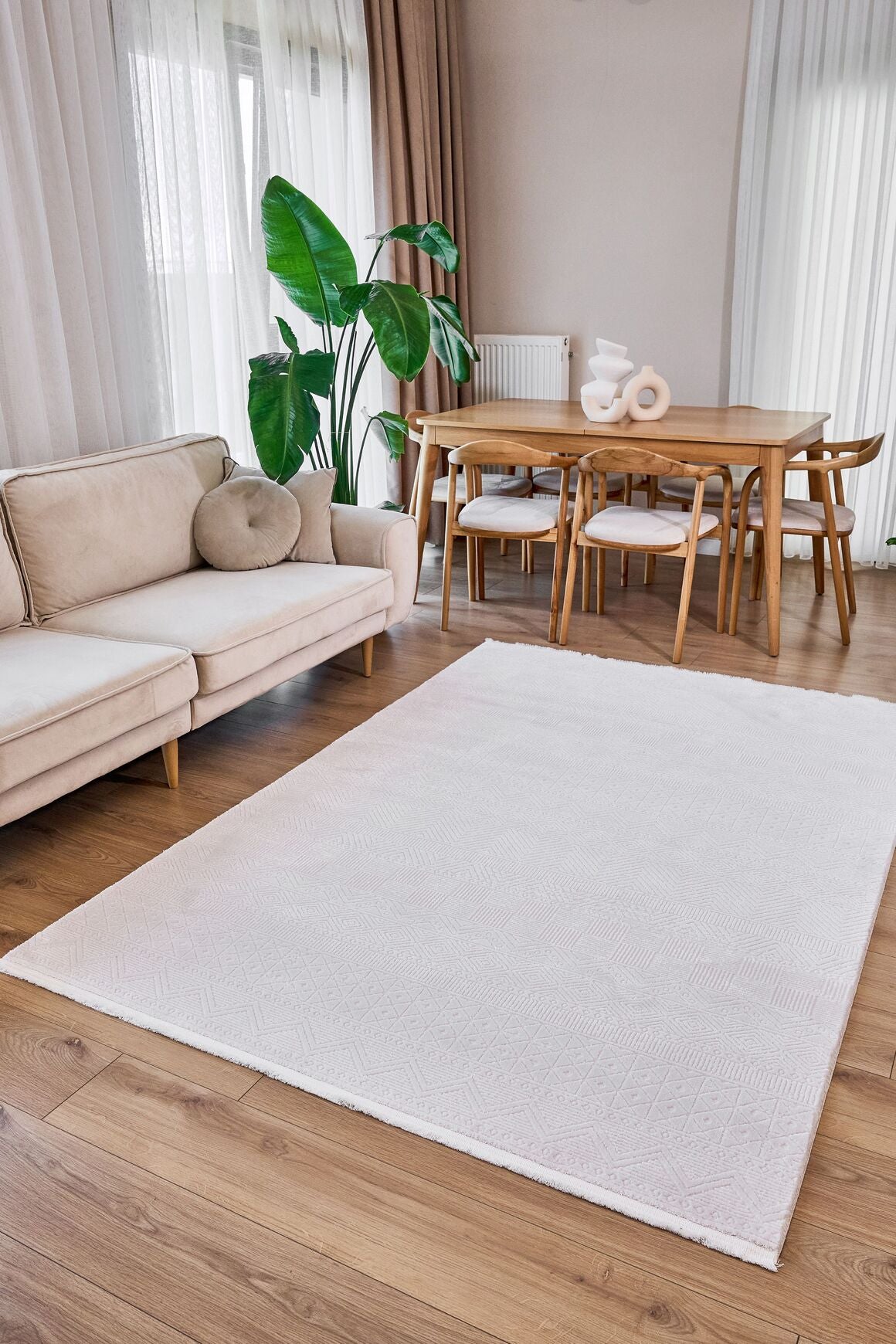 Azur 6521 Bej - Modern Akrilik Halı | Salon Oturma Halısı